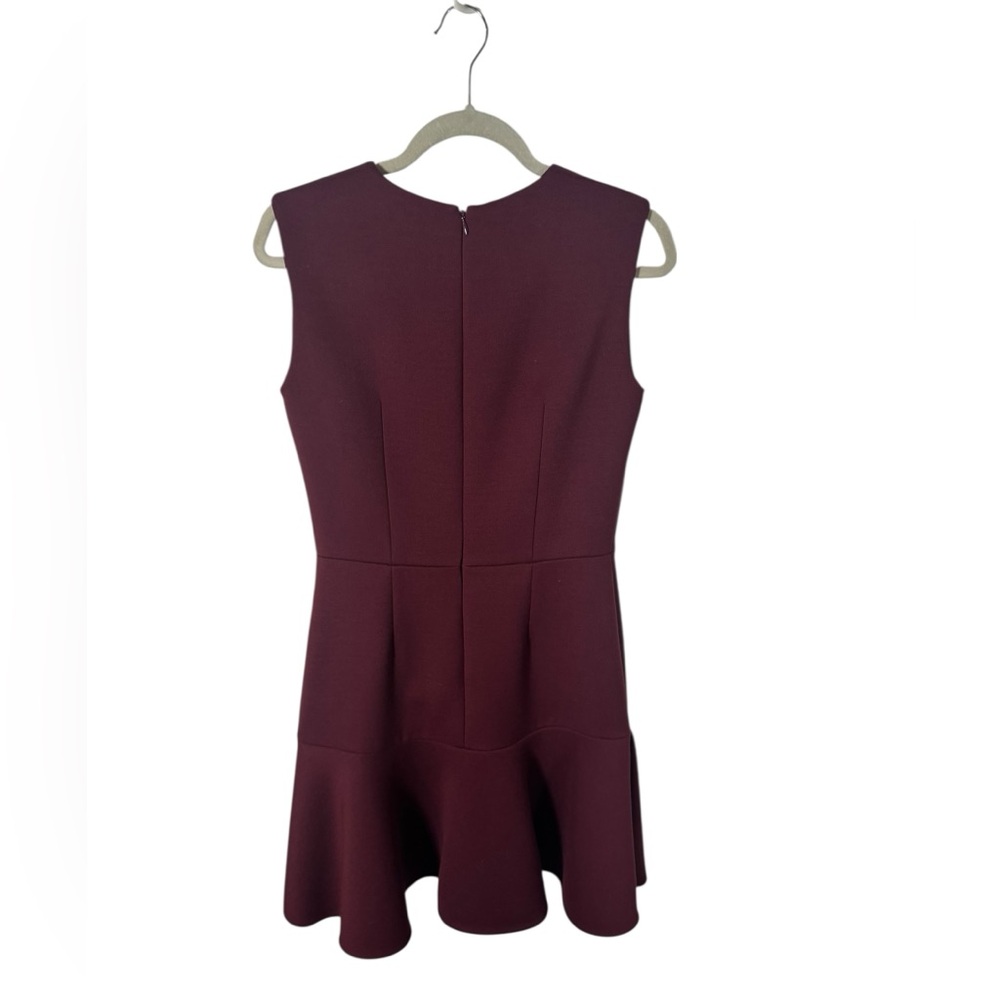 Christian Dior Burgundy Virgin Wool and Silk Ruffle-Hem Dress, Size 8 - Picture 4 of 6